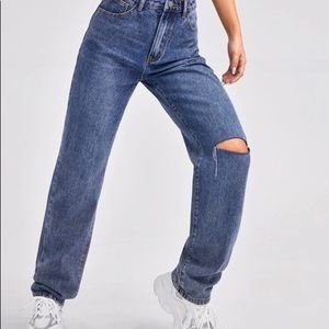 high waisted straight leg jeans